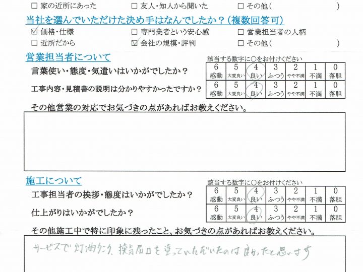 長野市T様よりお客様の声をいただきました。