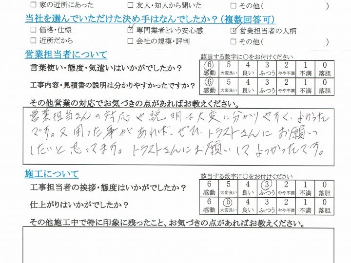 Ｋ様よりお客様の声をいただきました。