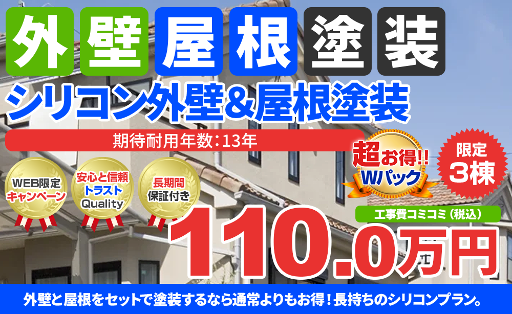 シリコン外壁&屋根塗装Wパック塗装 110.0万円