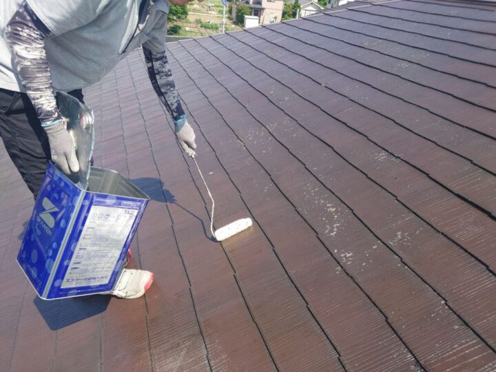 屋根下塗り(2回目)