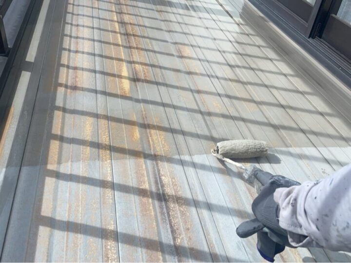 ベランダ床 下塗り